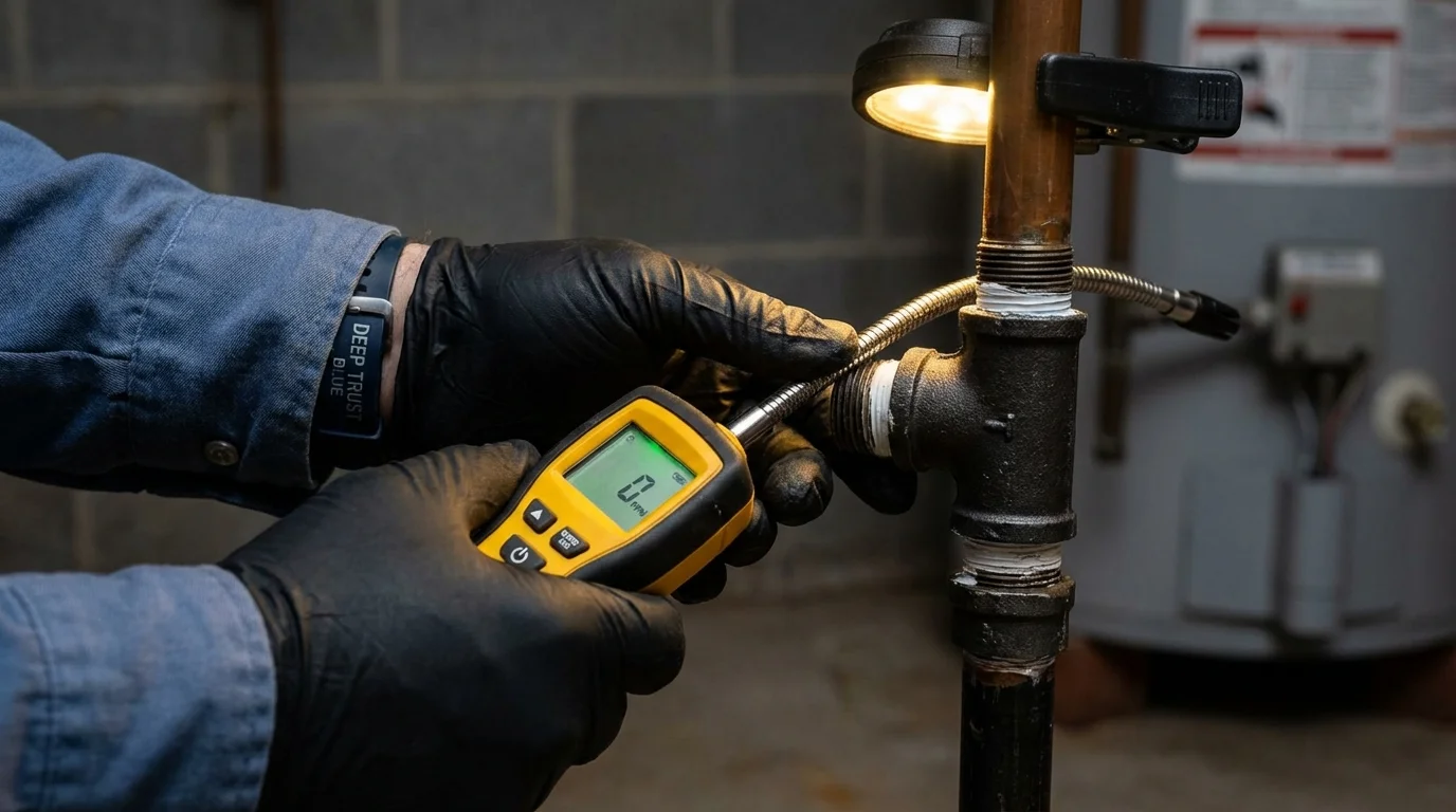 Gas leak detection with electronic sniffer by Johns Plumbing LLC in Simmesport