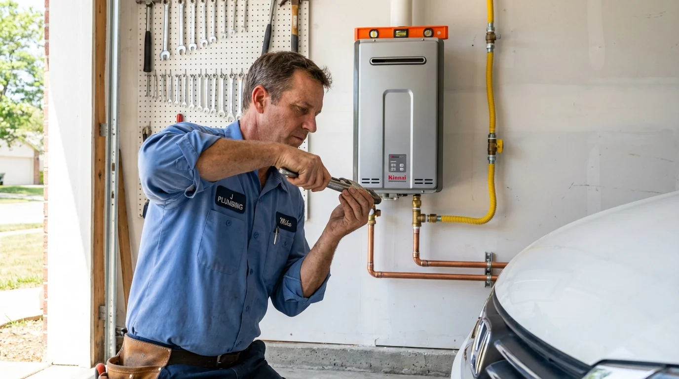 Tankless water heater installation by a Johns Plumbing LLC plumber in Simmesport