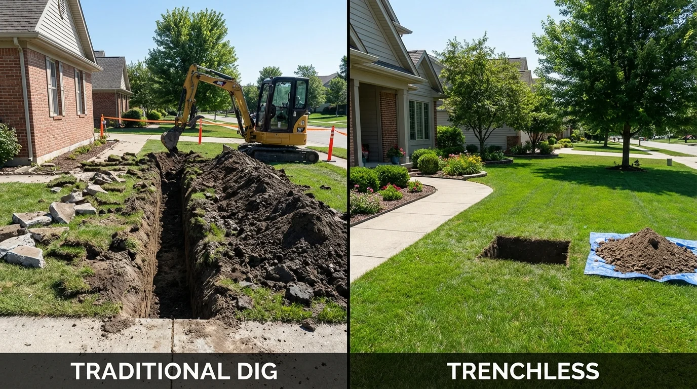 Trenchless sewer repair with minimal yard damage versus traditional excavation in Simmesport, LA